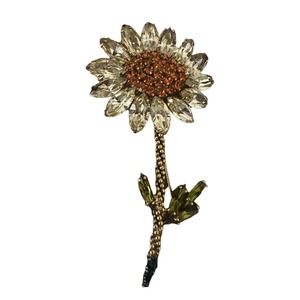 1960s Wess Rhinestone Sunflower Brooch